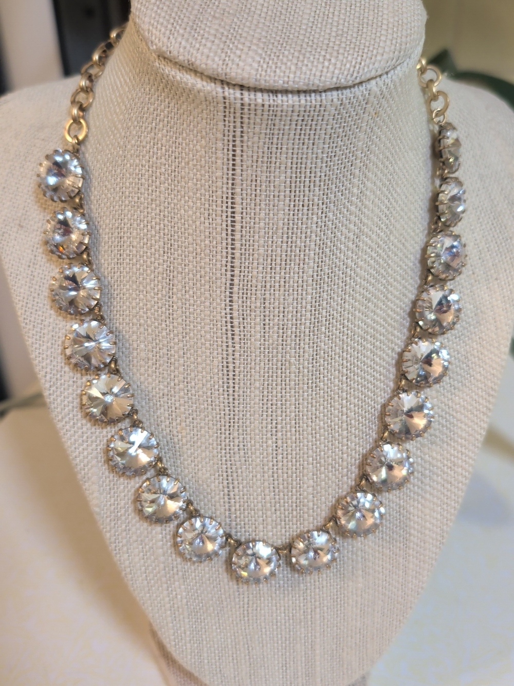 J Crew Brulee Clear White Crystal Rhinestone Necklace Statement